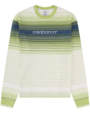 CASABLANCA Stripes Crew Neck T-Shirt - Green