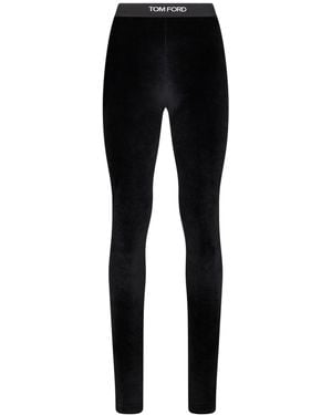 Tom Ford Logo Leggings Triacetate Trousers - Black