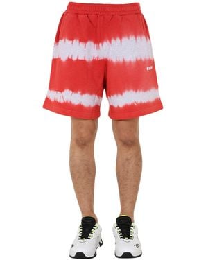 MSGM Relaxed Fit Tie-Dye Bermuda Shorts - Red