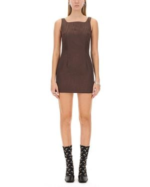 Marine Serre Sustainable Slim Fit Mini Dress - Brown