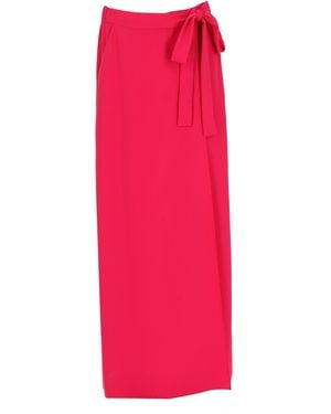 P.A.R.O.S.H. Midi Skirt With High Waist And Fabric Tie Detail - Pink