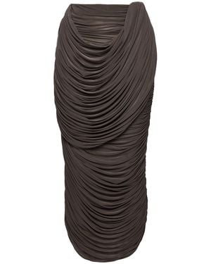 Magda Butrym Draped Silk Midi Skirt - Grey
