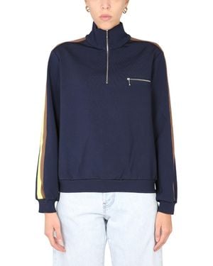 Tory Burch FELPA CON ZIP SUL DAVANTI IN JERSEY TECNICO - Blu