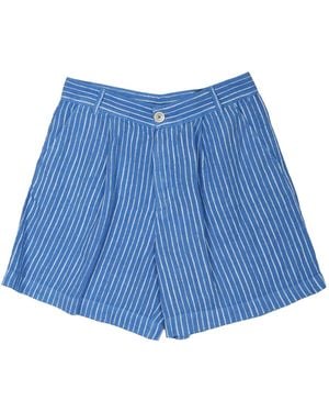 120% Lino Bermuda A Righe - Blue