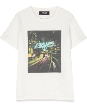 Versace Blinding Lights Print Jersey T Shirt - White