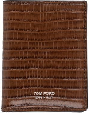 Tom Ford Portacarte Pieghevole "T Line Classic" - Brown