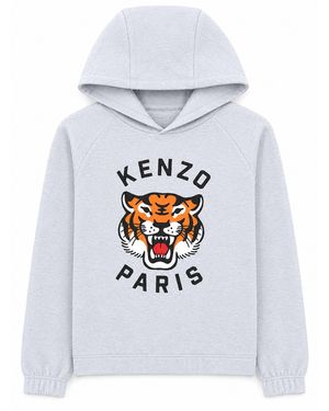 KENZO Felpa Con Tigre Stampata - White