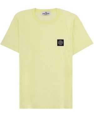 Stone Island T-Shirt Con Patch Con Logo Compass - Yellow