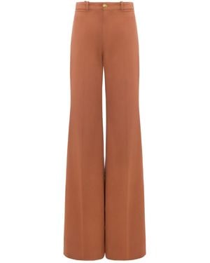 Chloé High-Rise Cotton Canvas Flared Trousers - Brown