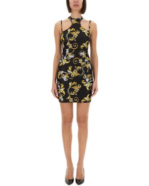 knee length dresses for ladies Versace - Iconic Red Draped Pink Floral Dress main image 1
