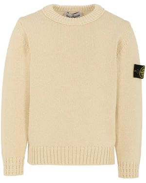 Stone Island Jersey With Logo - Natural