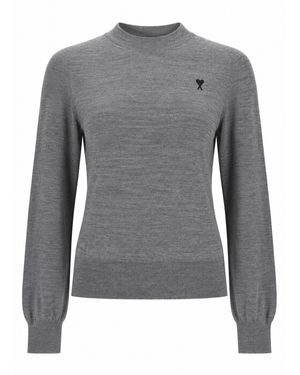 Ami Paris Maglia Con Logo - Gray