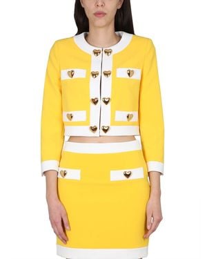 Moschino Heart Buttons Crepe Jacket - Yellow