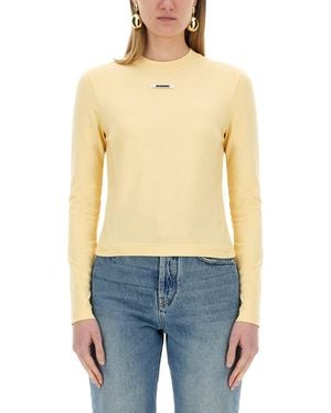 Jacquemus "La Maglietta" A Maniche Lunghe Gros Grain - Blu