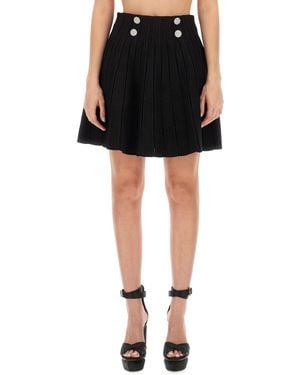 Balmain Mini Skater Skirt - Black