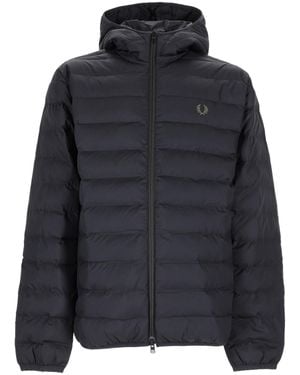 Fred Perry Giacca Imbottita Con Cappuccio - Black