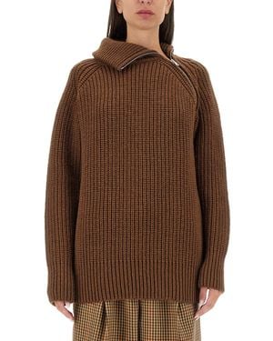 Dries Van Noten Shirt With Zip - Brown