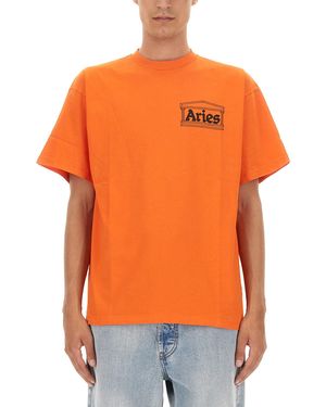 Aries T-Shirt With Logo - Orange