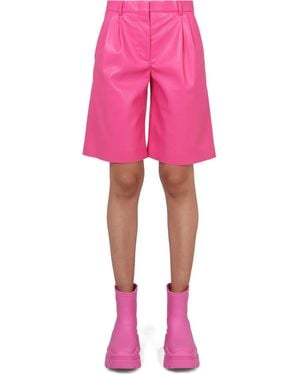 MSGM Faux Leather Bermuda Shorts - Pink