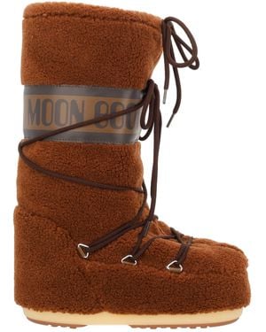 Moon Boot "Icon" Boot With Logo - Brown