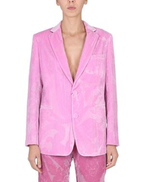 Etro GIACCA IN VELLUTO CON MOTIVI MAXI PAISLEY - Rosa