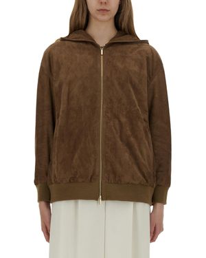 Max Mara S Max Mara Zeno Leather Jacket - Brown