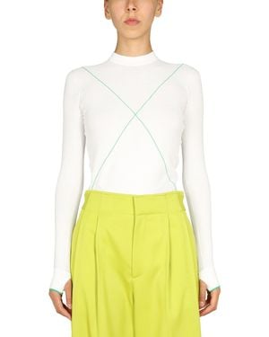 Bottega Veneta Contrasting Seams Jumper - White