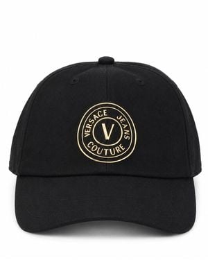 Versace Jeans Couture Cappello Da Baseball Con Logo Metallizzato - Black