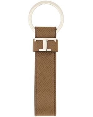 Tod's "T Timeless" Logo Keychain - Natural