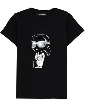 KARL LAGERFELD T-Shirt Con Stampa - Black