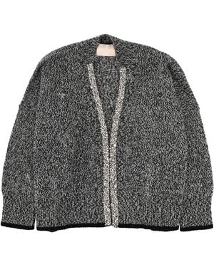 Circus Hotel Cardigan With Mouliné Workmanship - Grey
