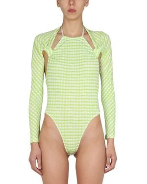 Jacquemus BODY NODI IN MISTO VISCOSA CON MOTIVO A QUADRI - Verde