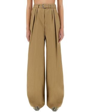 Dries Van Noten Wide-Leg Trousers With Belt - Natural