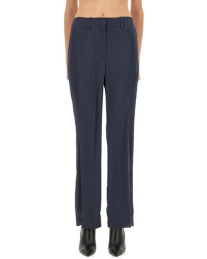 Theory Tailored Satin Trousers With High Waist - Blue