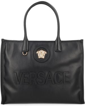 Versace La Medusa Large Canvas Tote - Black