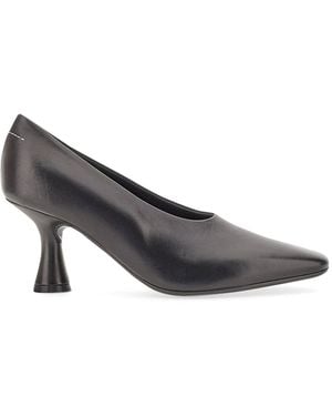 MM6 by Maison Margiela Elegant Leather Court Shoes With 7.5 Cm Heel - Grey