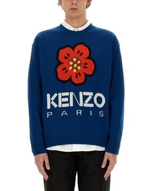 KENZO Jersey With Embroidery Boke Flower - Blue
