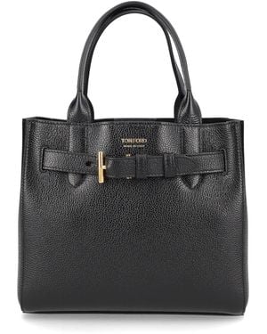 Tom Ford Grain Leather Audrey Small Tote - Black