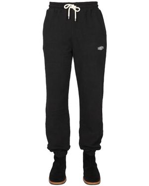 MOUTY PANTALONE JOGGING "BIGGIE" IN COTONE CON PATCH LOGO - Nero