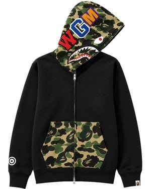 A Bathing Ape Felpa "Shark" Con Cappuccio - Black