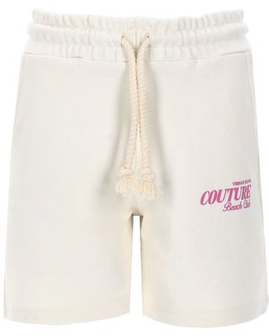 Versace Jeans Couture Shorts Con Logo - Natural
