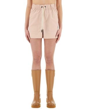 Moncler Cotton Gabardine Shorts - Natural