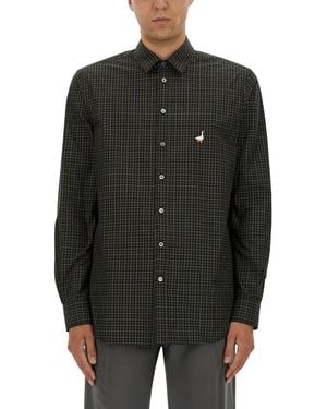 Moschino Classic Check Shirt With Goose Embroidery - Black