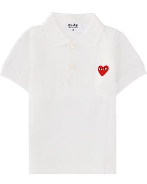 COMME DES GARÇONS PLAY Kids Polo T-Shirt Short Sleeve Knit - White