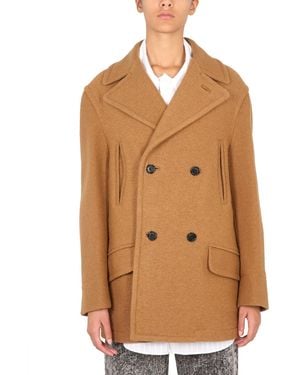 Marni Double-Breasted Coat With Mirror Lapels - Natural