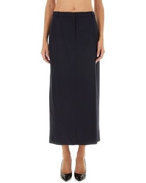Theory Tailored Midi Skirt With Smooth Waistband - Blue