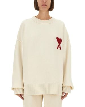 Ami Paris Wool Logo Sweater - White