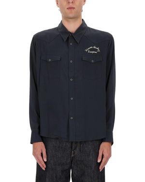Visvim Four Corners Long Sleeve Snap Shirt - Blue