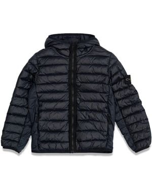 Stone Island Mini Real Feather Jacket For Boys - Blue