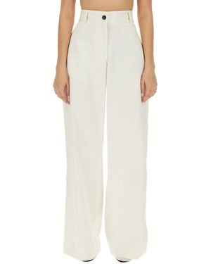 Jil Sander High-Waisted Wide Leg Trousers With Clean Lines - White